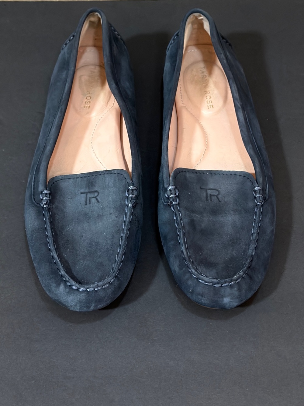 Taryn Rose Karen Navy Suede Leather Driving Loafers Moccasin Comfort Flats 9